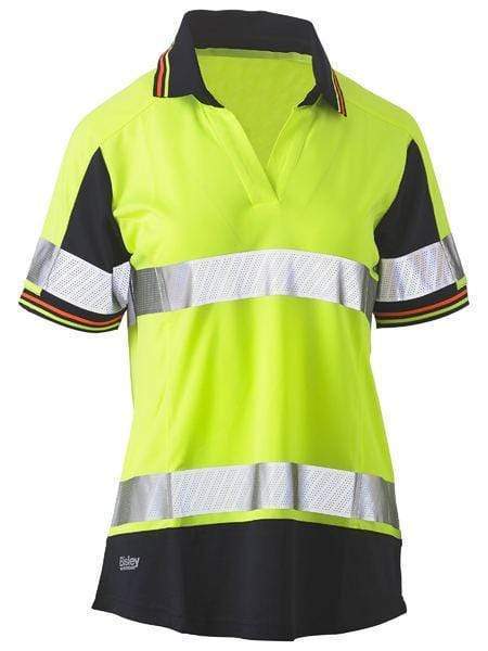 Bisley Women's Short Sleeve Taped Hi Vis Polo Shirt BKL1225T Work Wear Bisley Workwear Yellow/Navy 6 